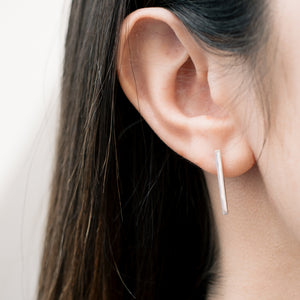 Minimalist Midi Bar Earrings in Silver